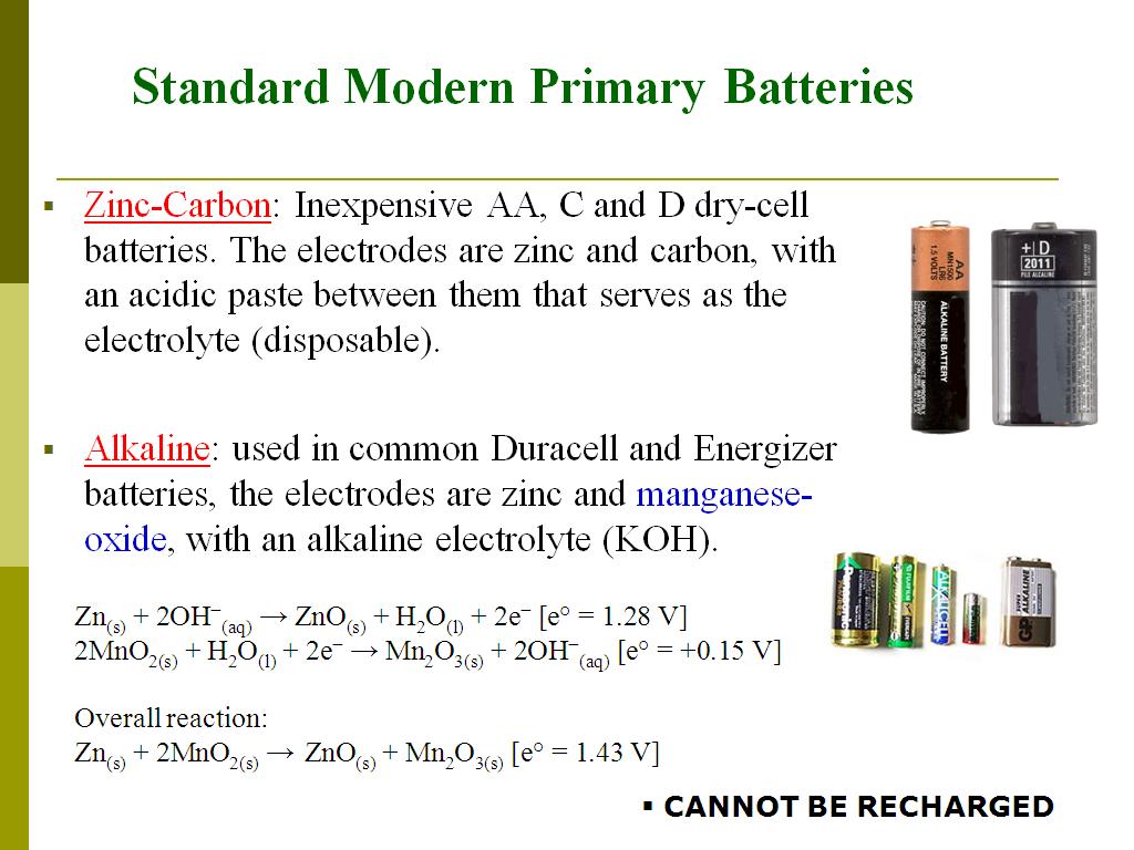 Standard Modern Primary Batteries