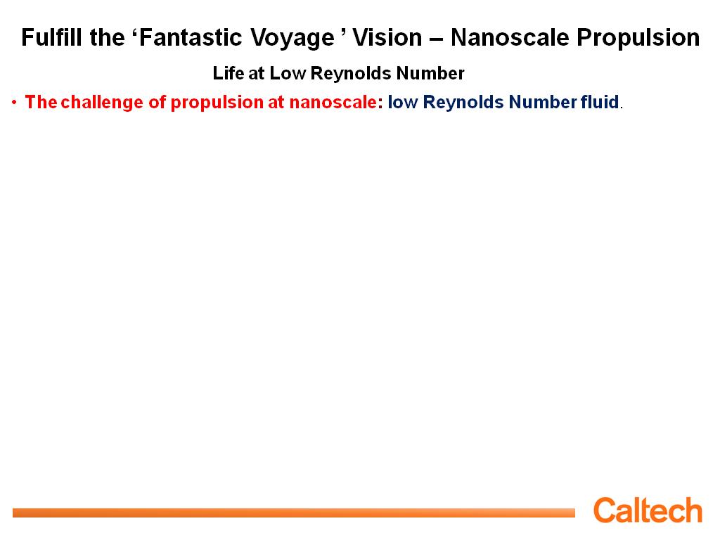 Fulfill the 'Fantastic Voyage ' Vision – Nanoscale Propulsion