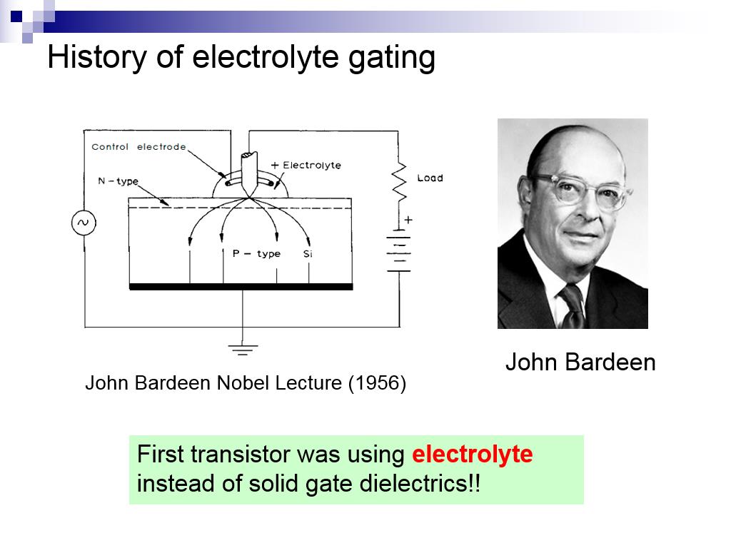 History of electrolyte gating