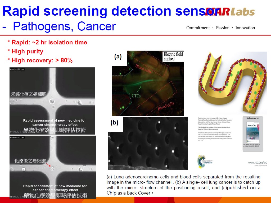 Rapid screening detection sensor - Pathogens, Cancer