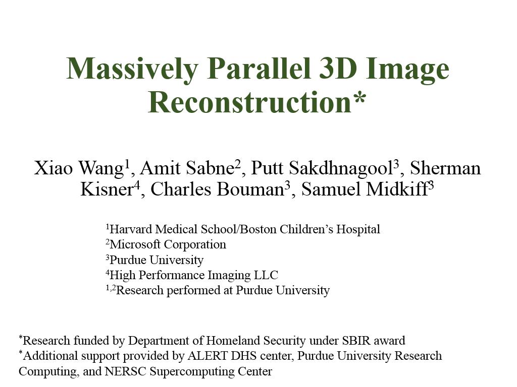 Massively Parallel 3D Image Reconstruction*