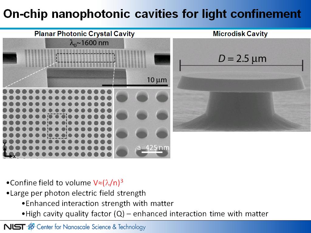 On-chip nanophotonic cavities for light confinement
