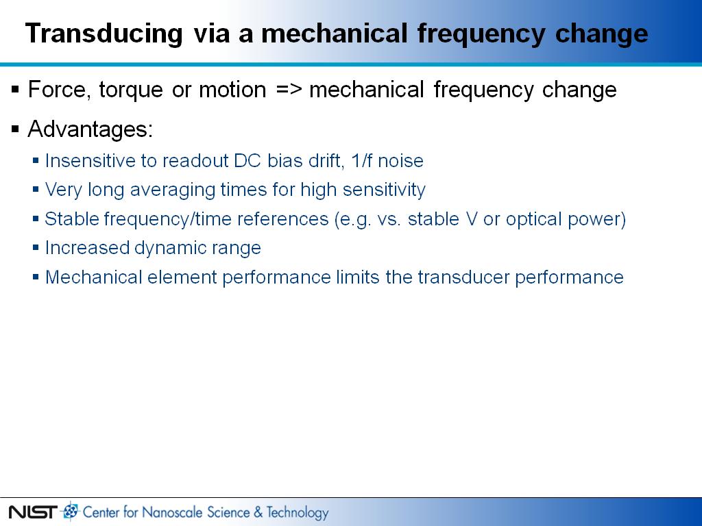 Transducing via a mechanical frequency change