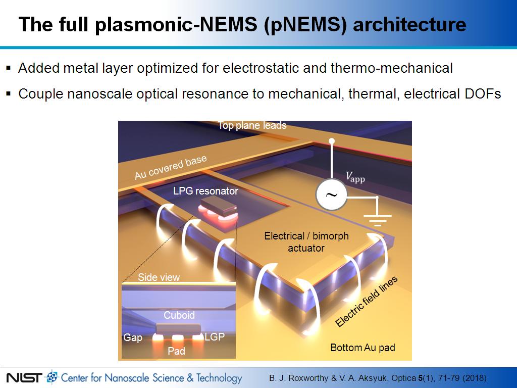 The full plasmonic-NEMS (pNEMS) architecture