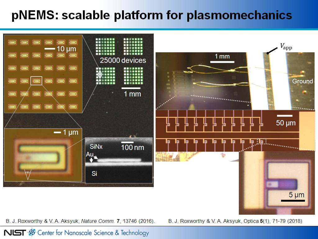 pNEMS: scalable platform for plasmomechanics