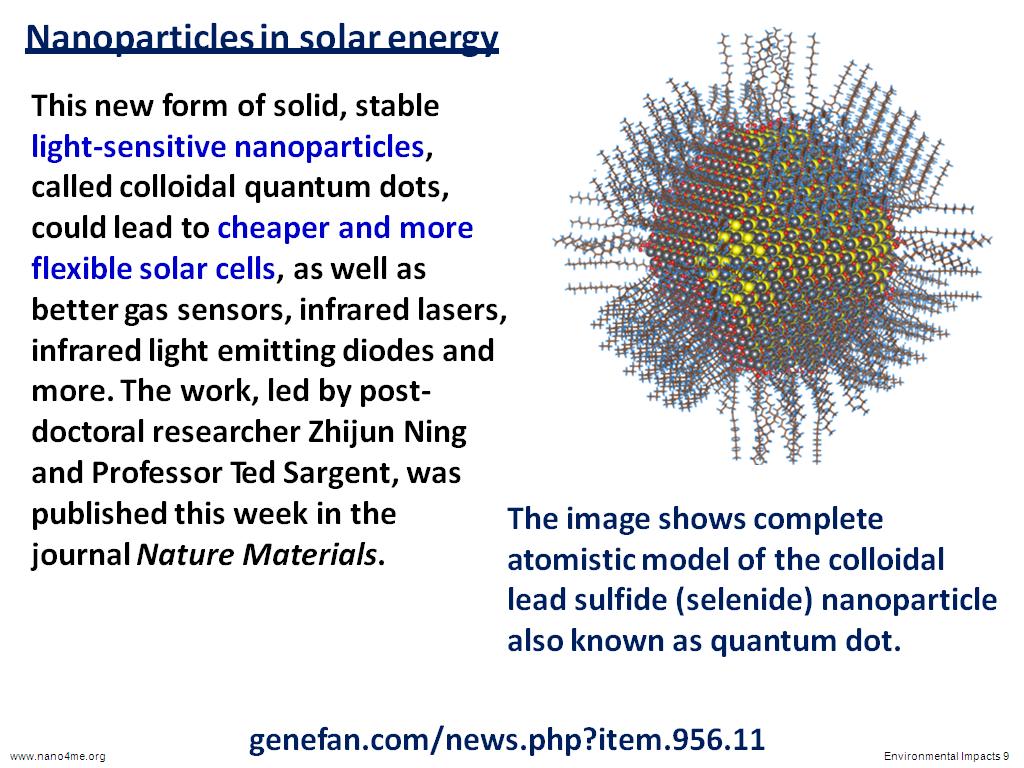 Nanoparticles in solar energy