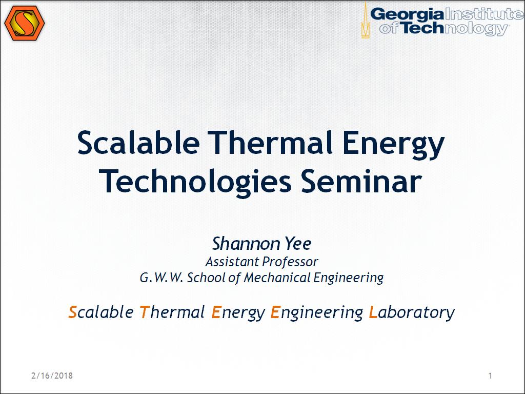 Scalable Thermal Energy Technologies Seminar