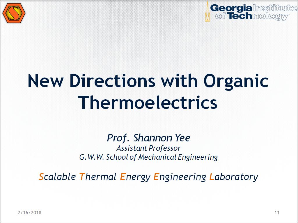 New Directions with Organic Thermoelectrics