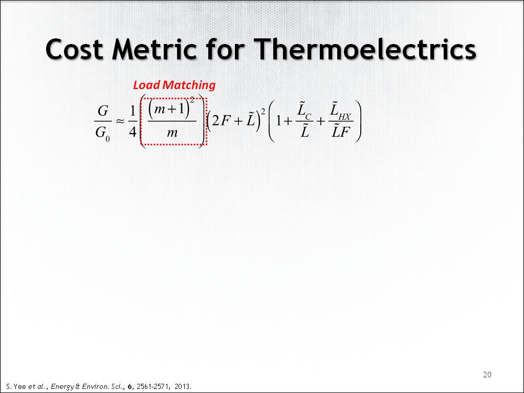 Cost Metric for Thermoelectrics