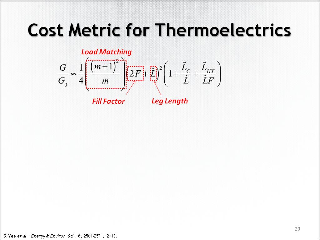 Cost Metric for Thermoelectrics