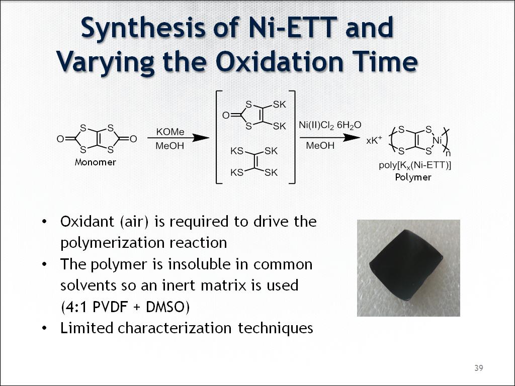Synthesis of Ni-ETT and Varying the Oxidation Time