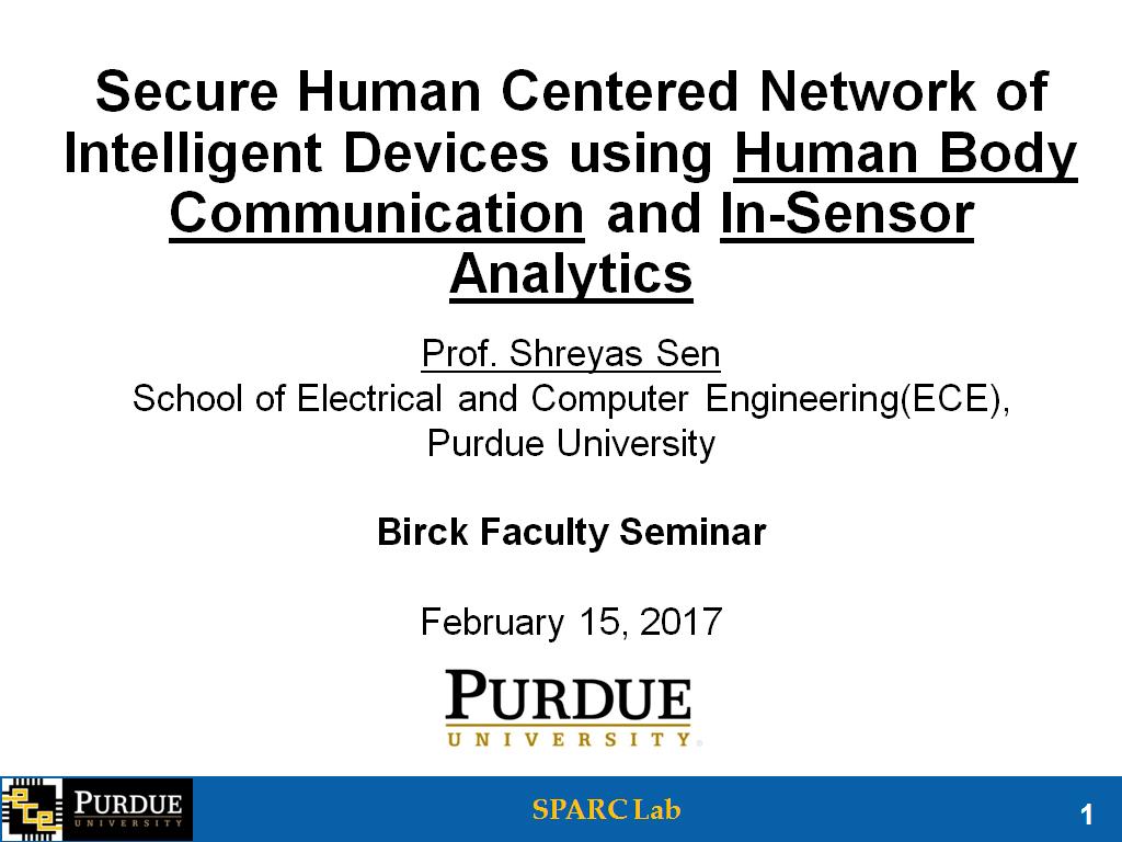 Secure Human Centered Network of Intelligent Devices using Human Body Communication and In-Sensor Analytics