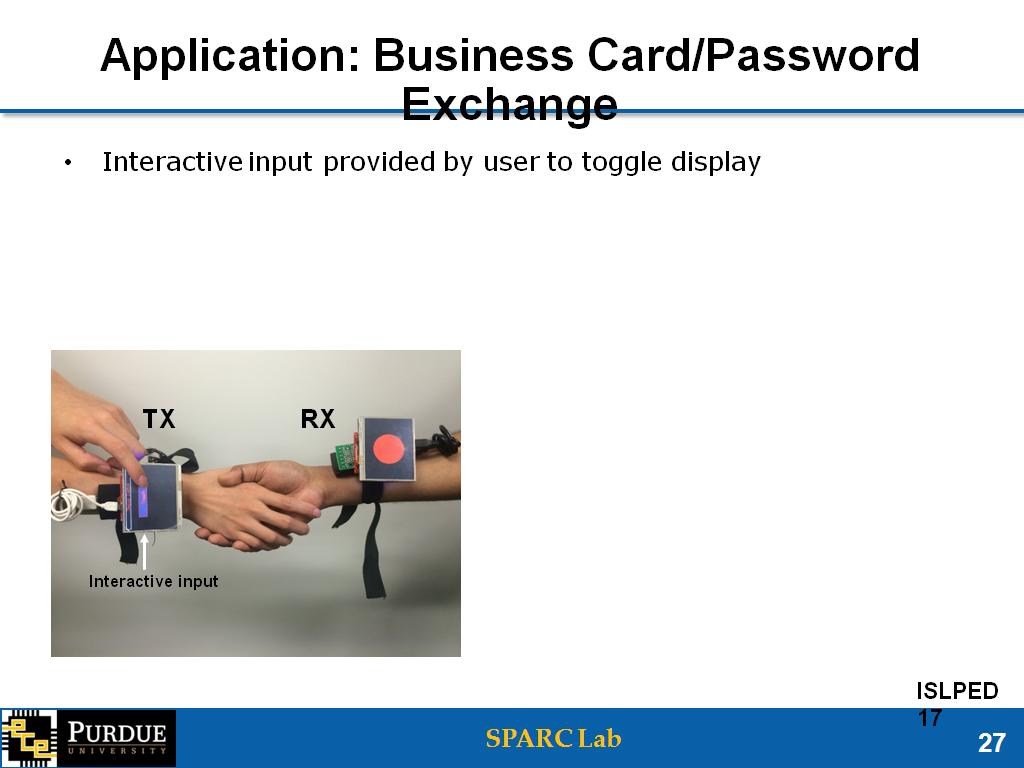 Application: Business Card/Password Exchange