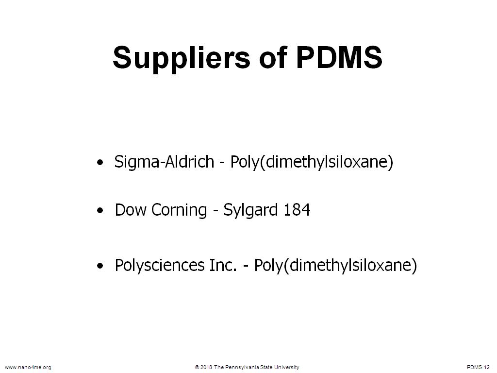 Suppliers of PDMS