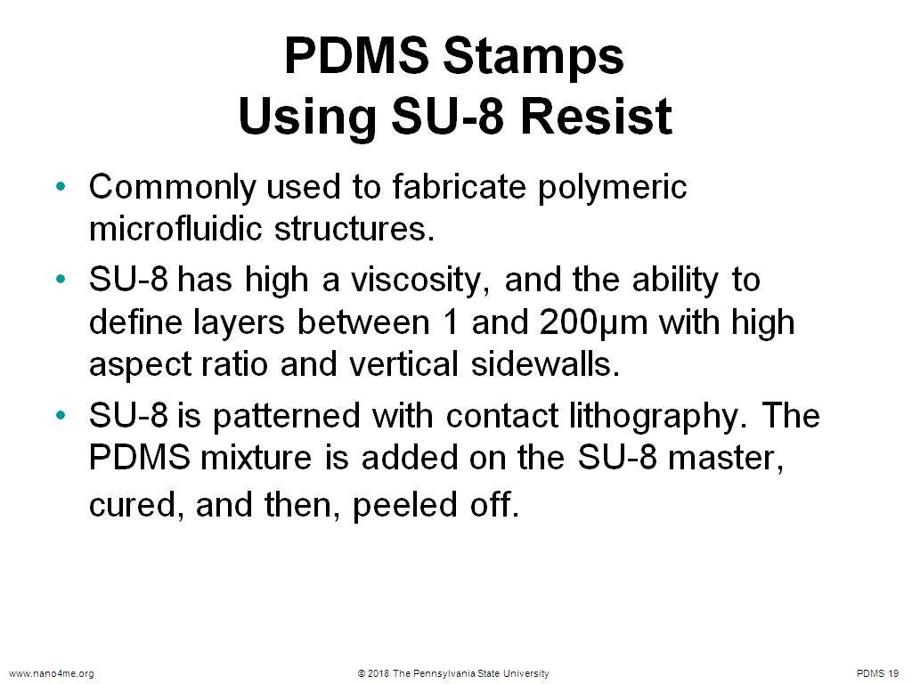 PDMS Stamps Using SU-8 Resist