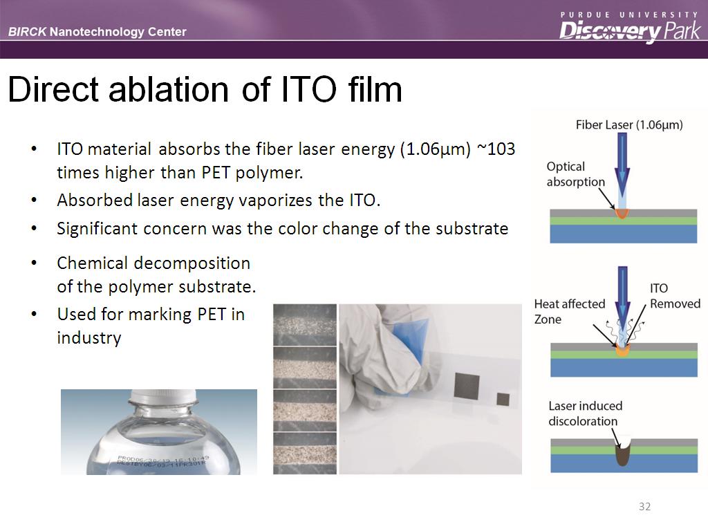 Direct ablation of ITO film