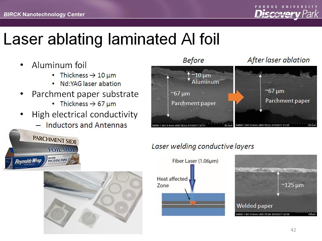 Laser ablating laminated Al foil