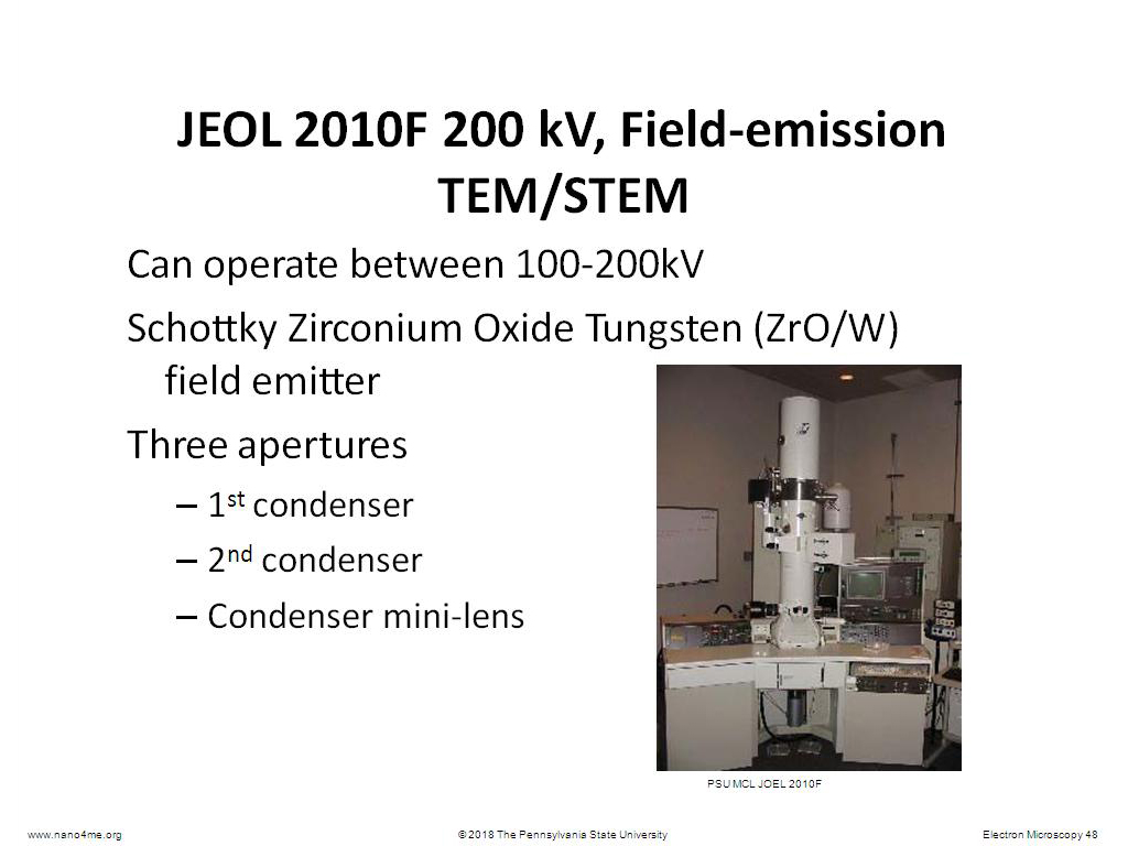 JEOL 2010F 200 kV, Field‐emission TEM/STEM