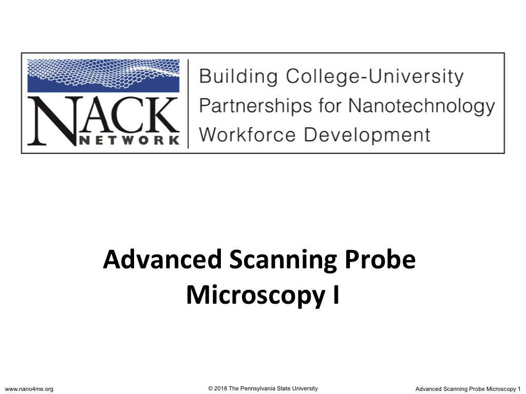 Advanced Scanning Probe Microscopy I