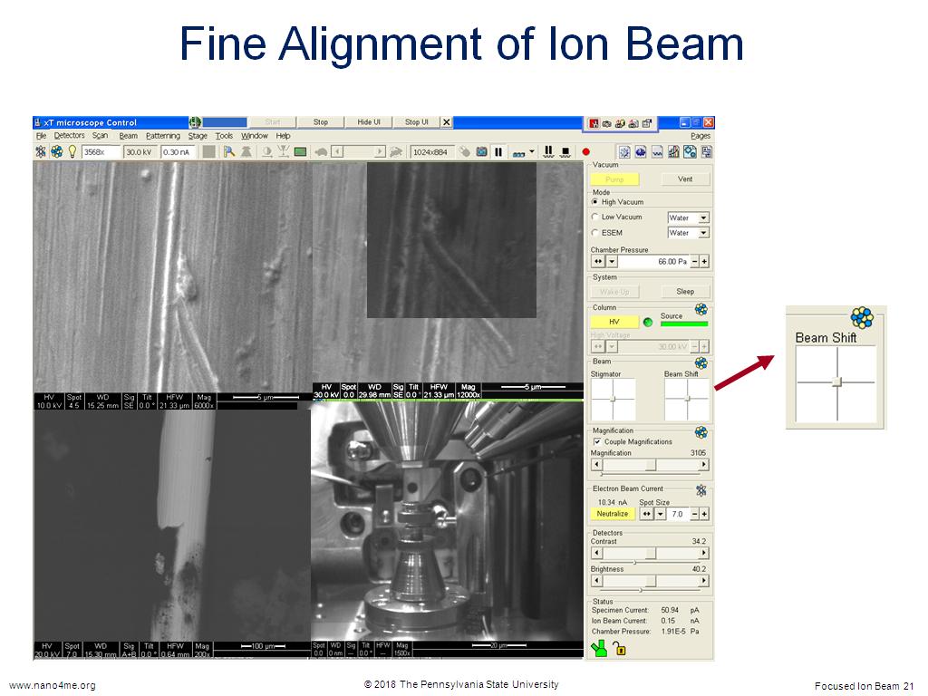 Fine Alignment of Ion Beam