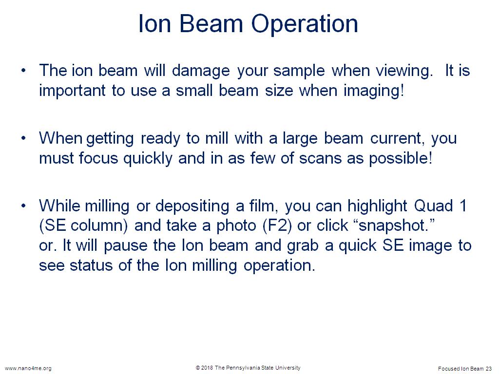 Ion Beam Operation