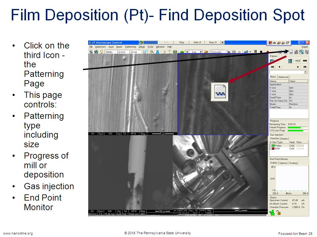 Film Deposition (Pt)- Find Deposition Spot