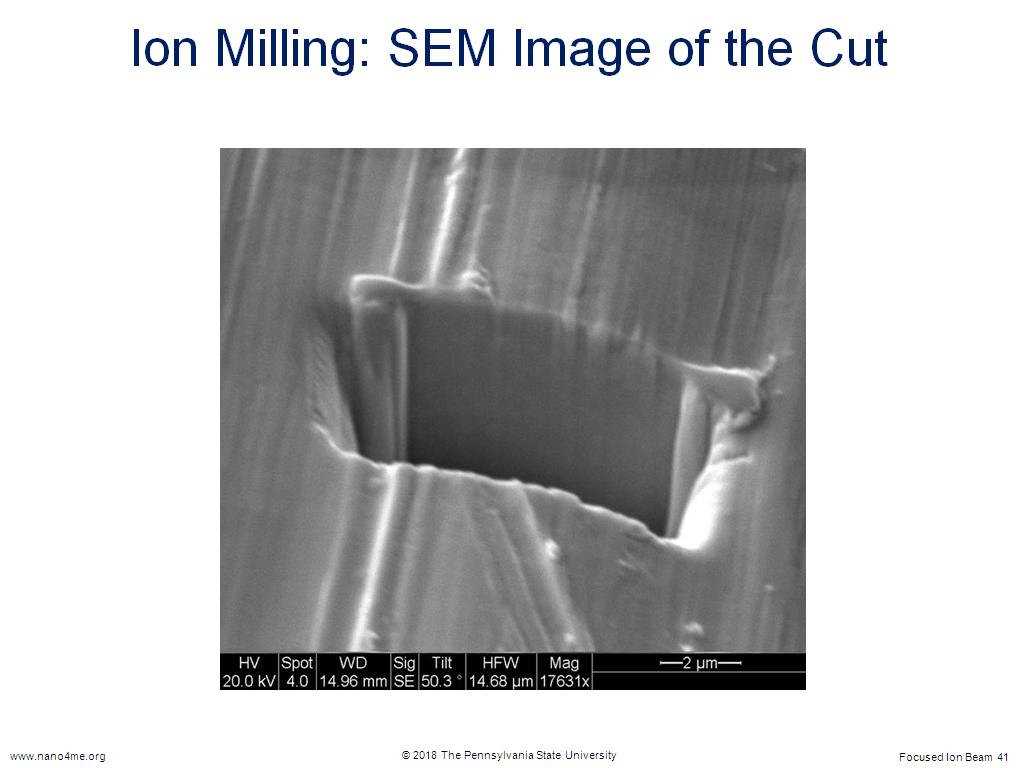 Ion Milling: SEM Image of the Cut
