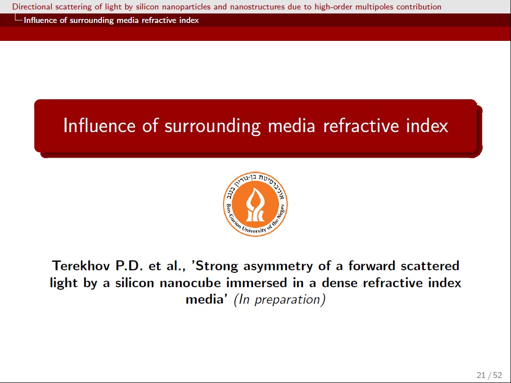 Influence of surrounding media refractive index