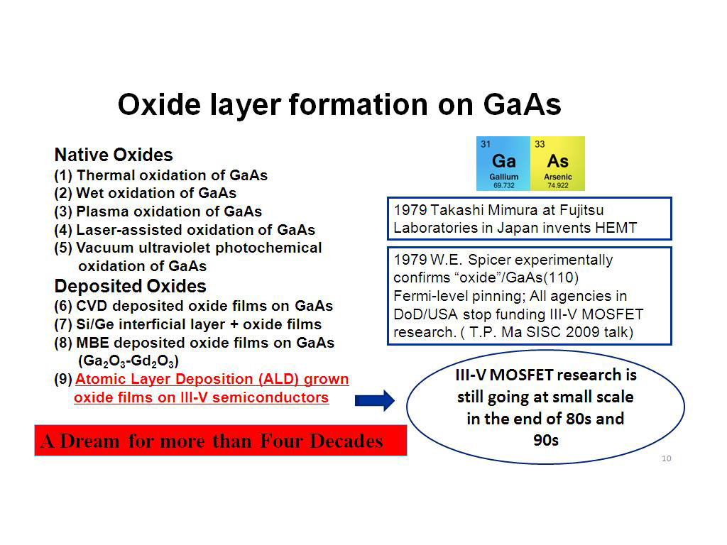 Oxide layer formation on GaAs