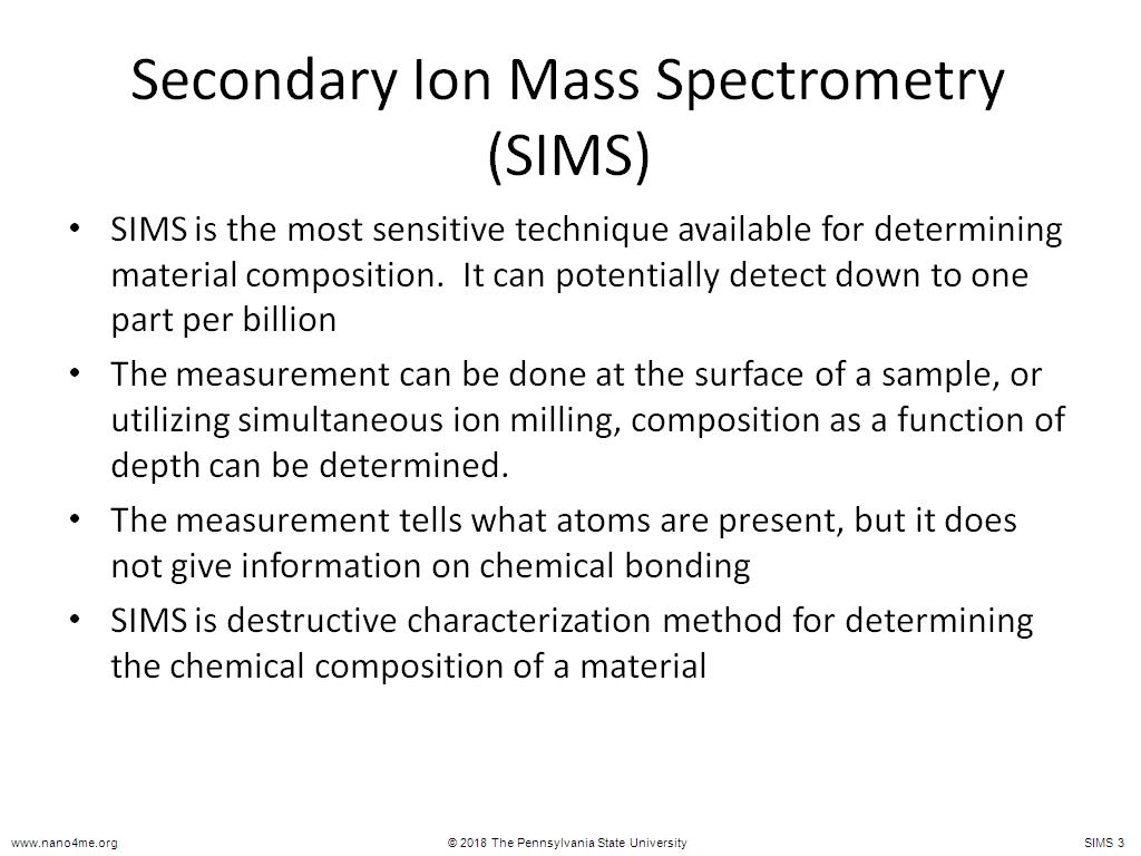 Secondary Ion Mass Spectrometry (SIMS)