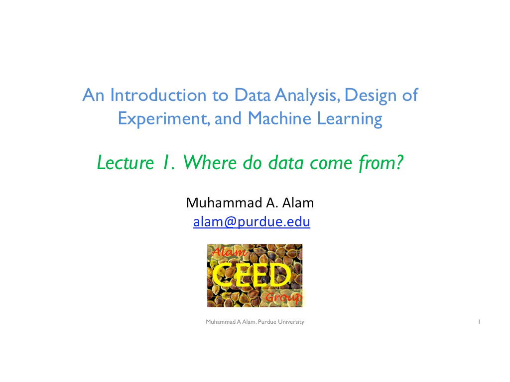 Lecture 1. Where do data come from?