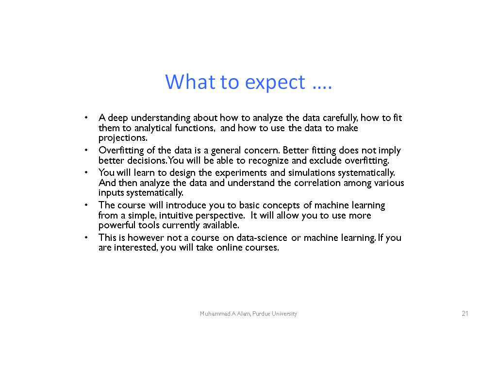 What to expect ….