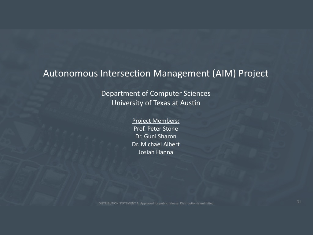 Autonomous Intersection Management (AIM) Project