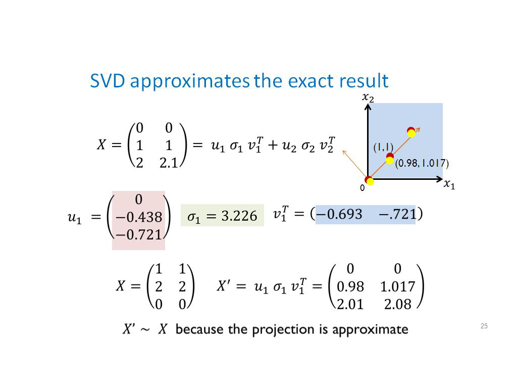 SVD approximates the exact result