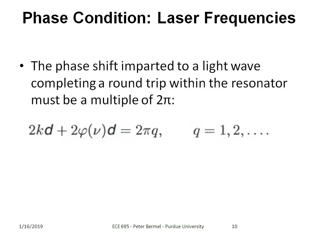 Phase Condition: Laser Frequencies