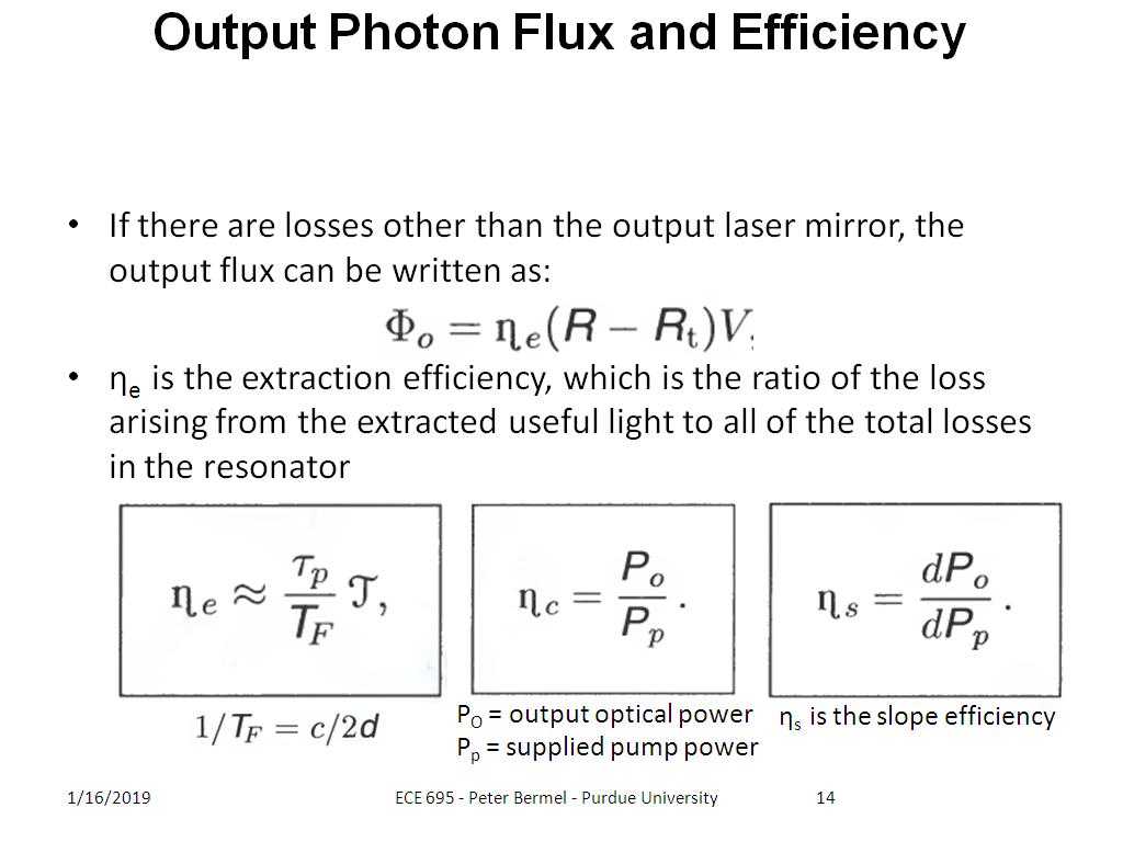 Output Photon Flux and Efficiency