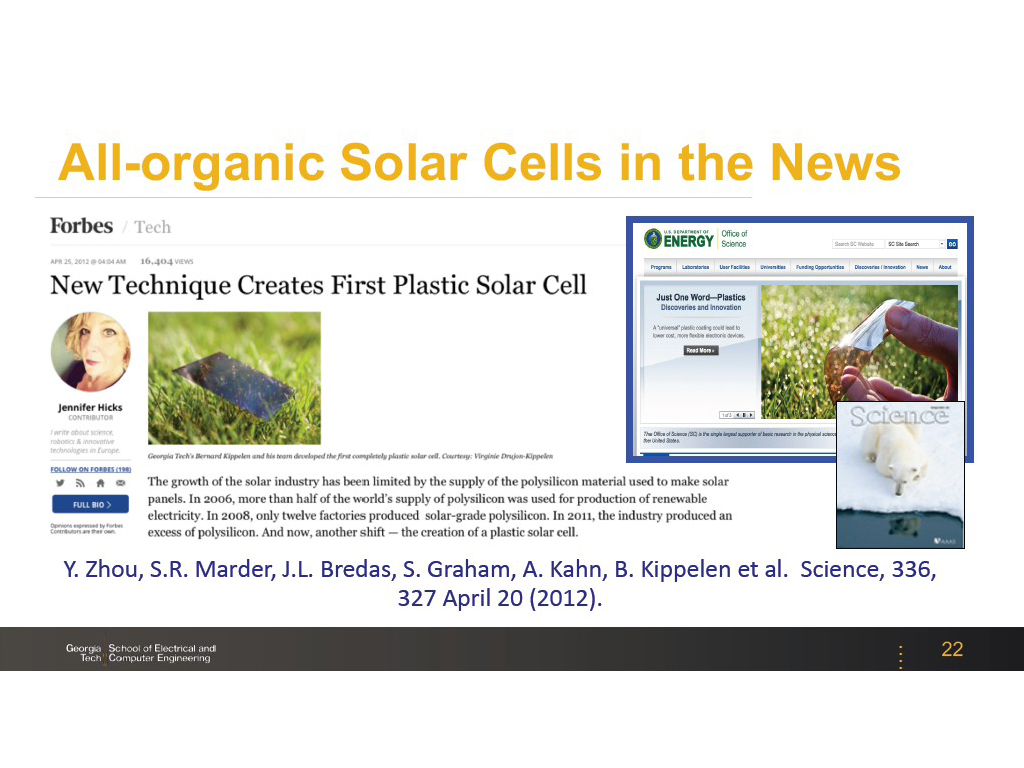 All-organic Solar Cells in the News