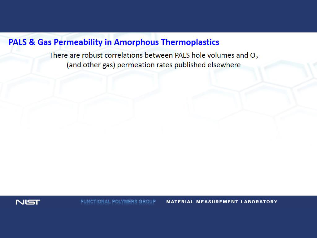 PALS & Gas Permeability in Amorphous Thermoplastics