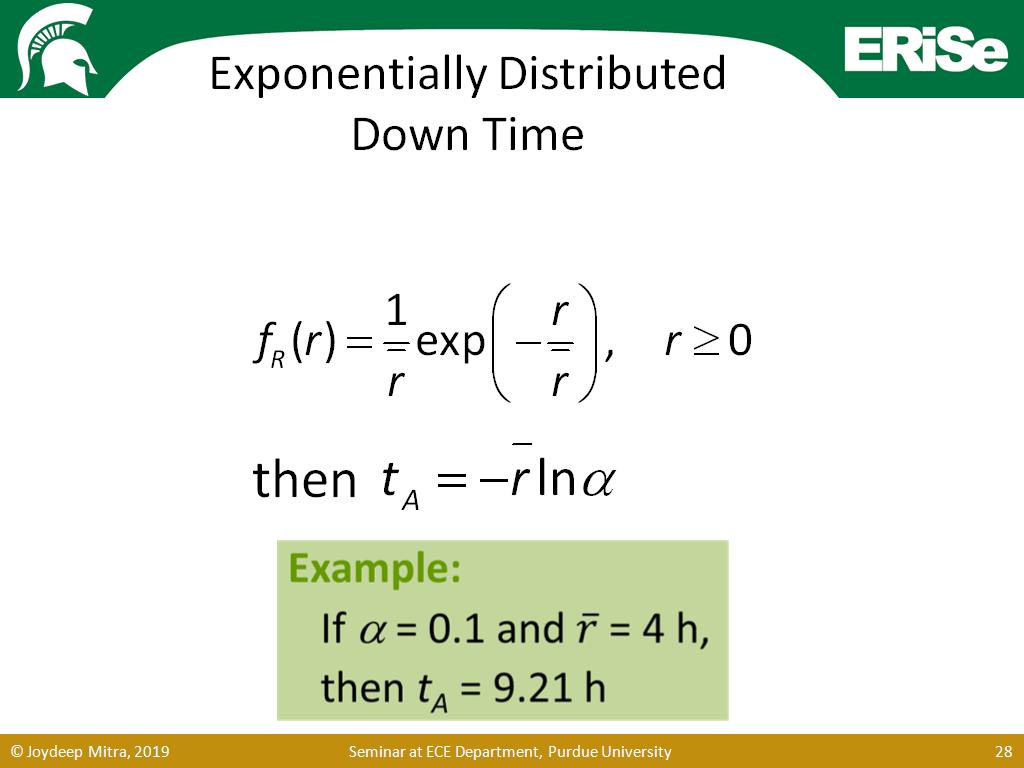 Exponentially Distributed Down Time