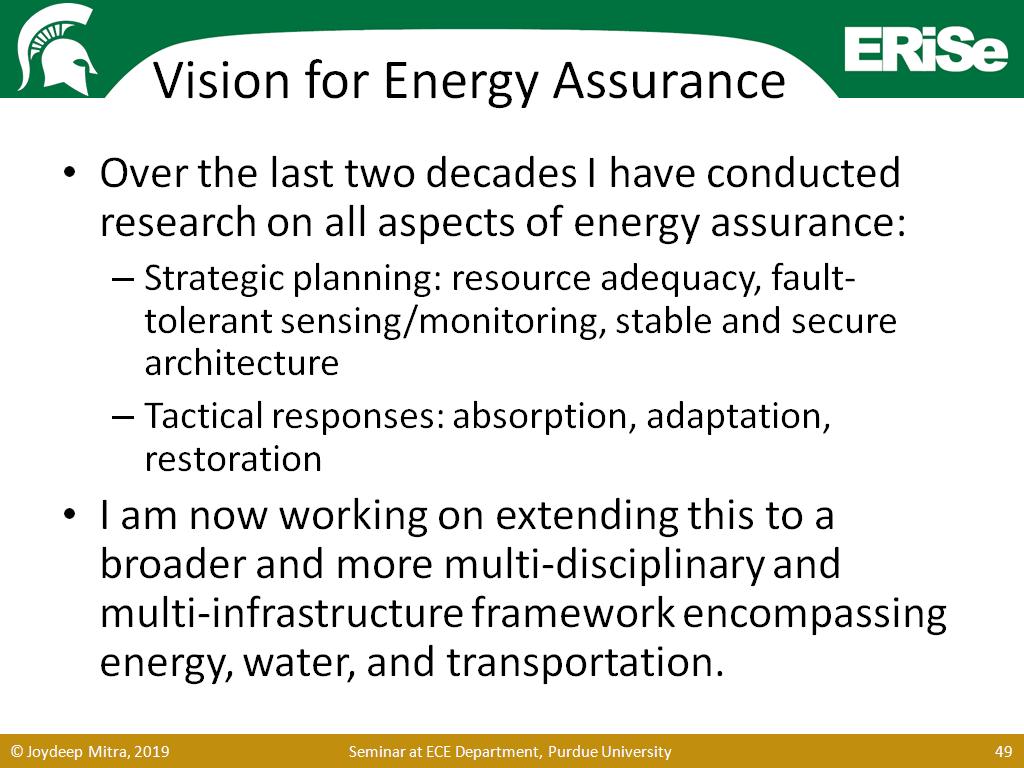 Vision for Energy Assurance