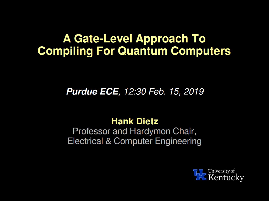 A Gate-Level Approach To Compiling for Quantumn Computers
