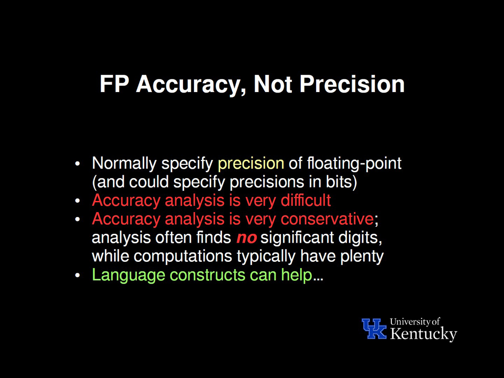 FP Accuracy, Not Precision