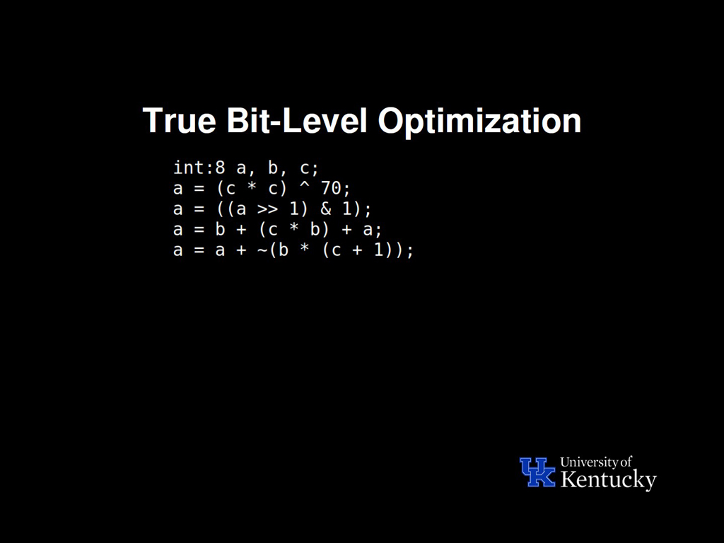 True Bit-Level Optimization