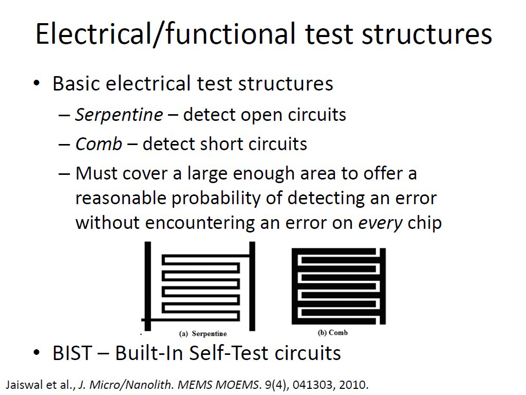 Electrical/functional test structures