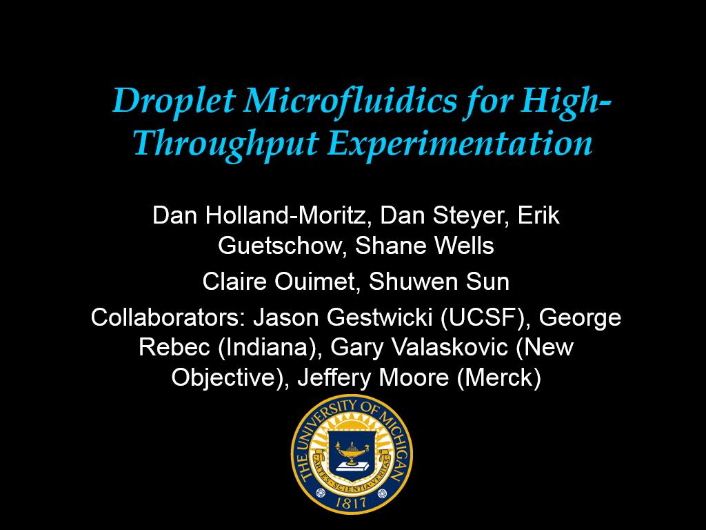Droplet Microfluidics for High-Throughput Experimentation