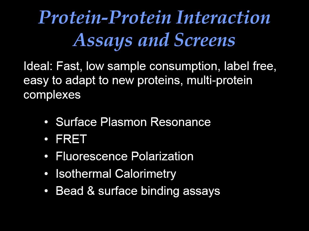 Protein-Protein Interaction Assays and Screens