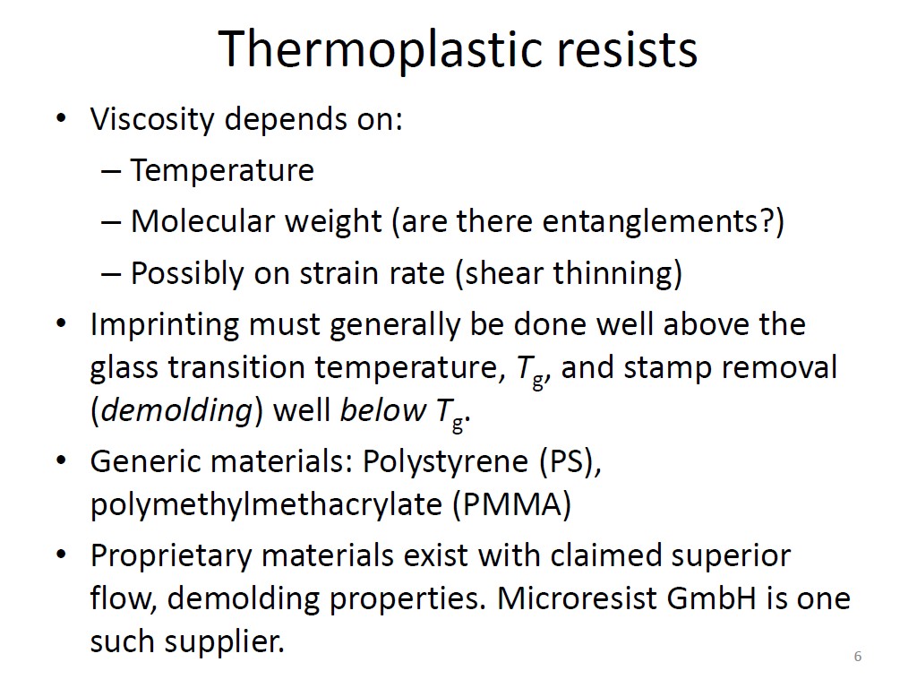 Thermoplastic resists