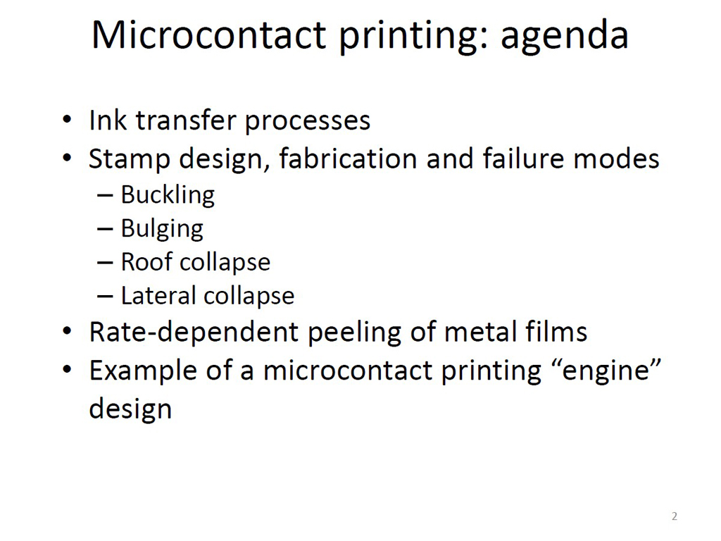 Microcontact printing: agenda