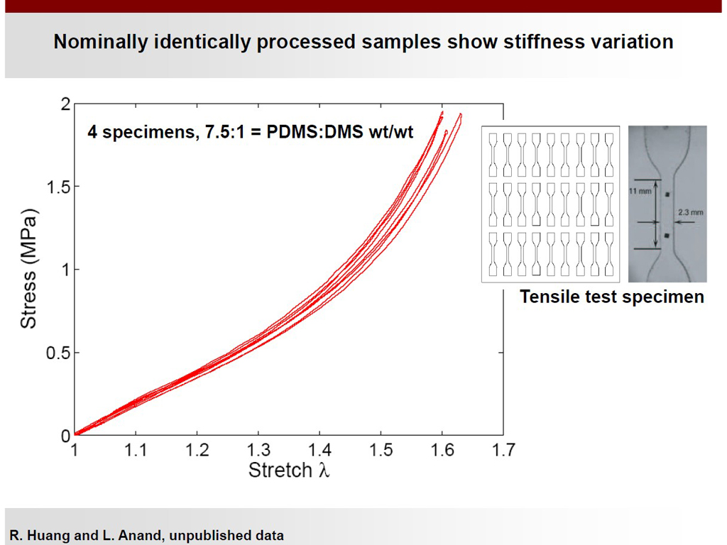 Nominally identically processed samples show stiffness variation