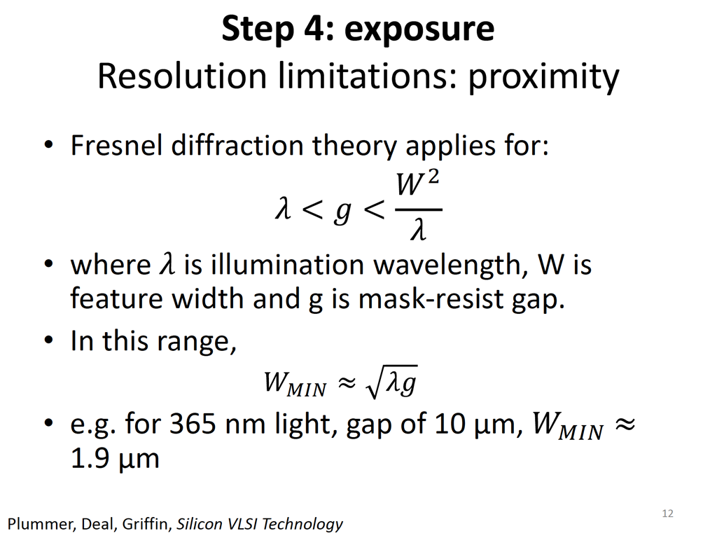Step 4: exposure Resolution limitations: proximity